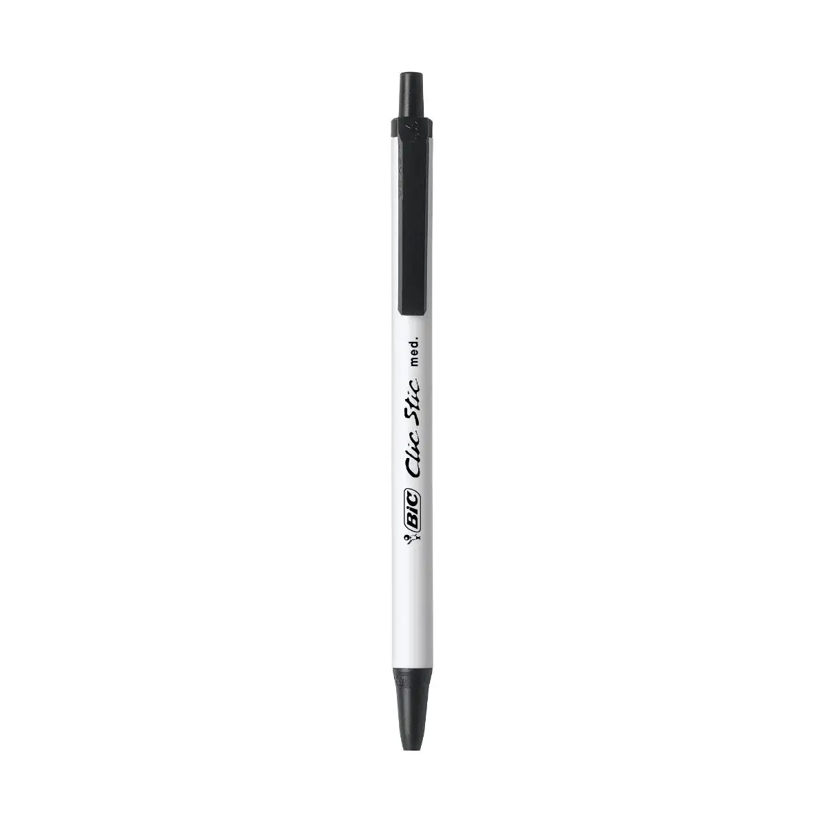 BIC Clic Stic Retractable Ball Pen, Versatile Medium Point (1.0mm), Black, Great for Offices and Schools
