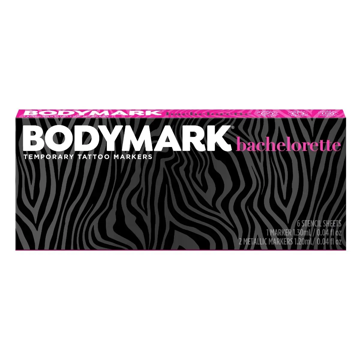 BODYMARK Bachelorette Pack, Temporary Tattoo Marker for Skin, Premium Brush Tip, Skin-Safe Temporary Tattoo Markers Set