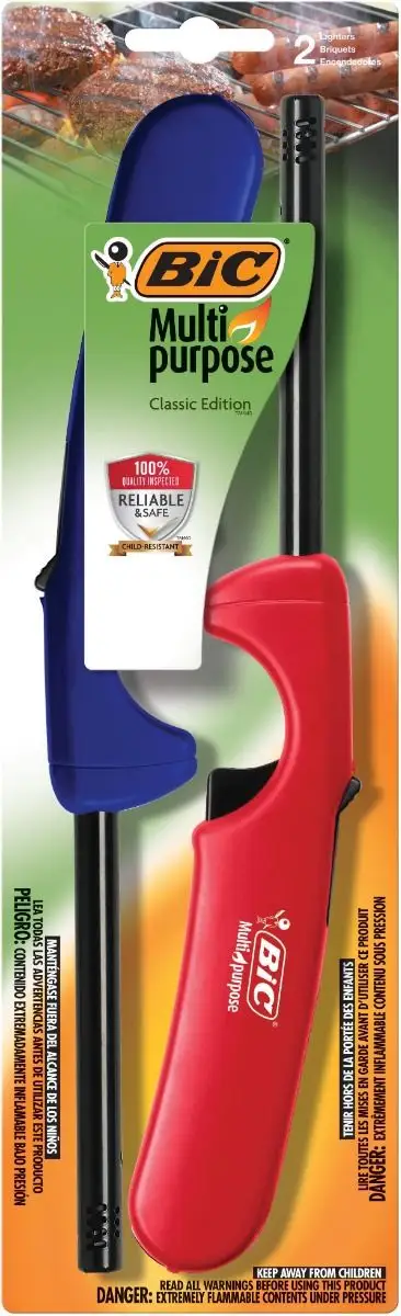 BIC Multi Purpose Lighter with Long Metal Wand, Classic Collection, Great Lighter for Candles, Grills and Fireplaces