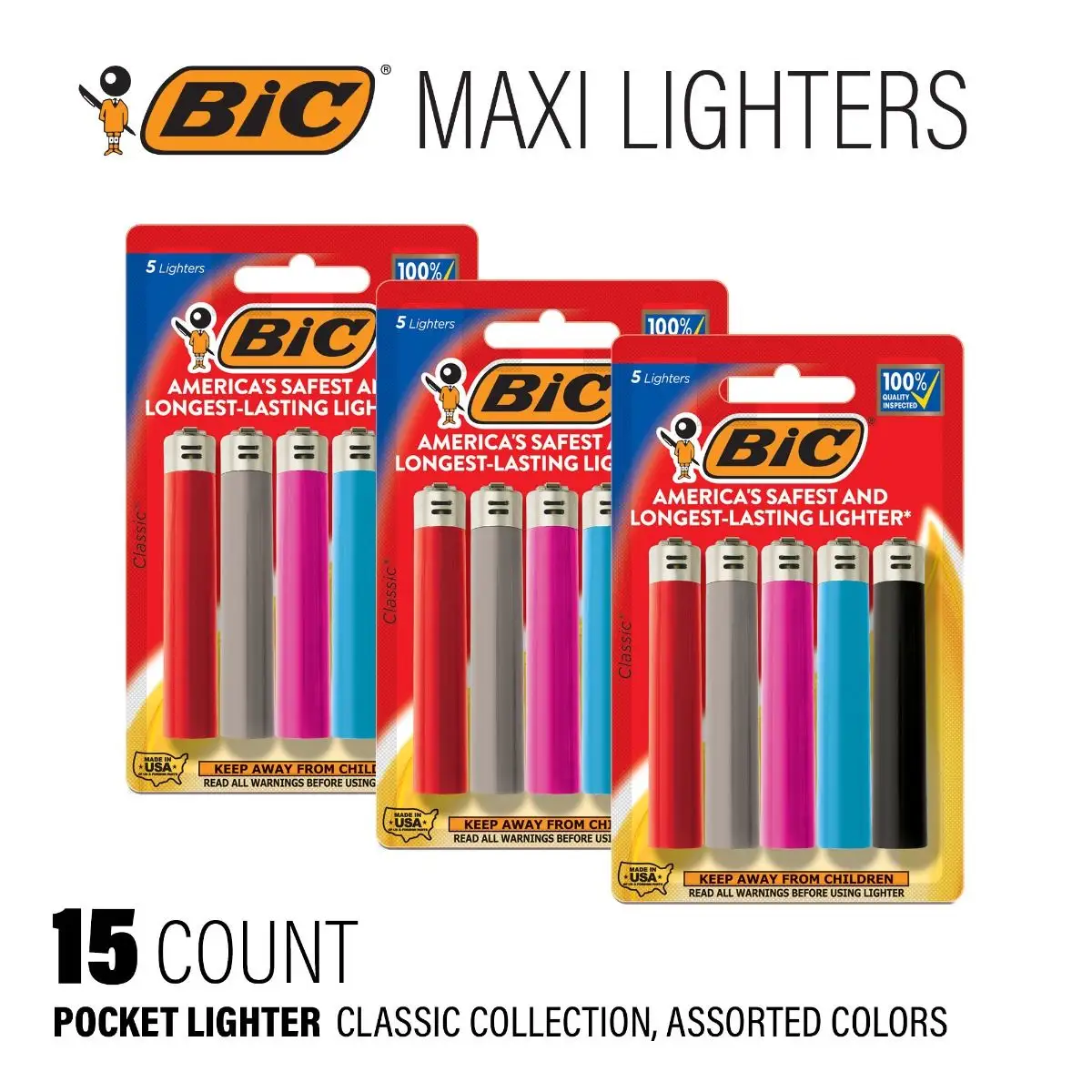 BIC Maxi Pocket Lighter, Classic Collection