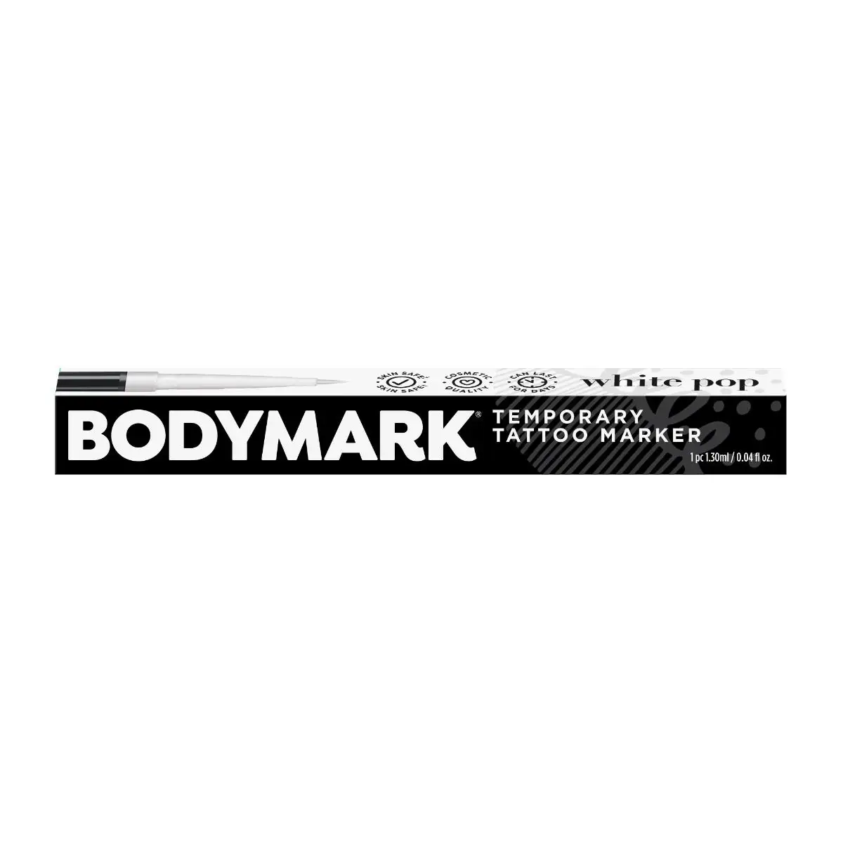 BODYMARK White Pop - Deluxe Body Marker, Premium Temporary Tattoo Marker for Skin, Design High Quality & Long Lasting Temporary Tattoos, Cosmetic Quality Bright White Ink