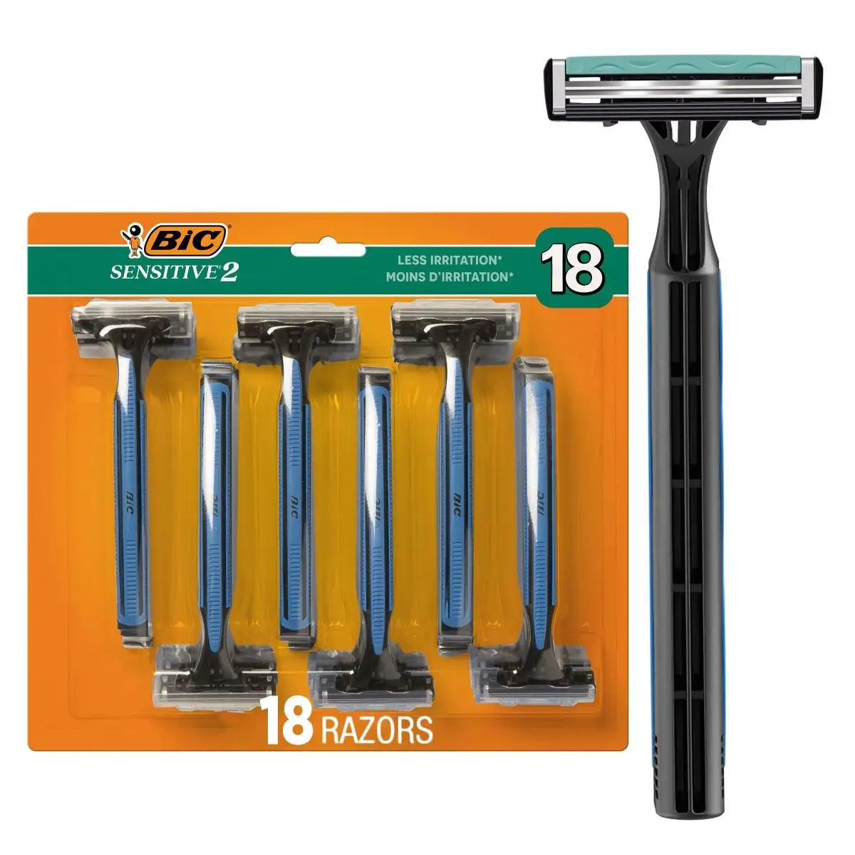 BIC Sensitive 2 Disposable Razors for Men With 2 Blades for Sensitive Skin,