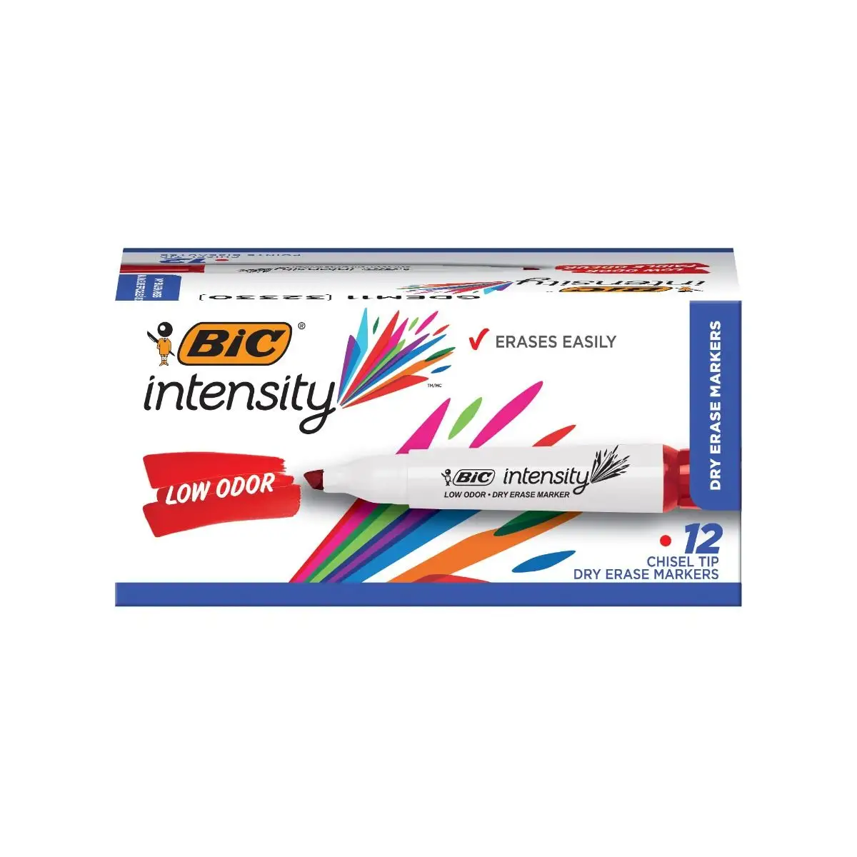 BIC Intensity Low Odor Dry Erase Marker, Chisel Tip, Red, Erases Cleanly, Non-Toxic Markers
