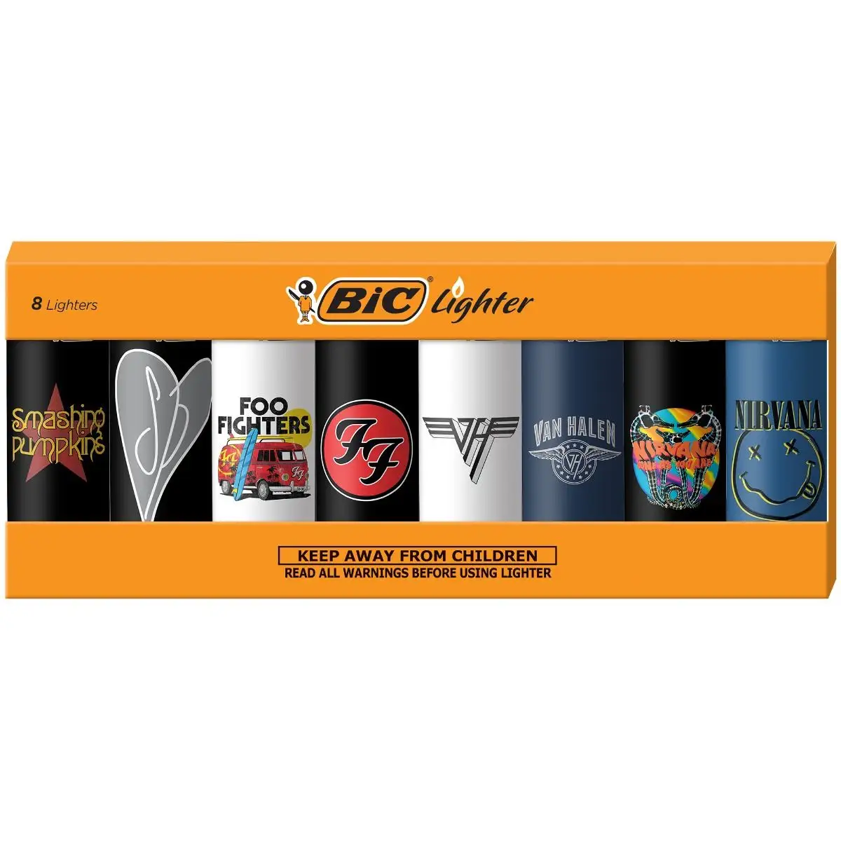 BIC Special Edition Rock Bands Series Maxi Pocket Lighters, Smashing Pumpkins, Foo Fighters, Nirvana, Van Halen