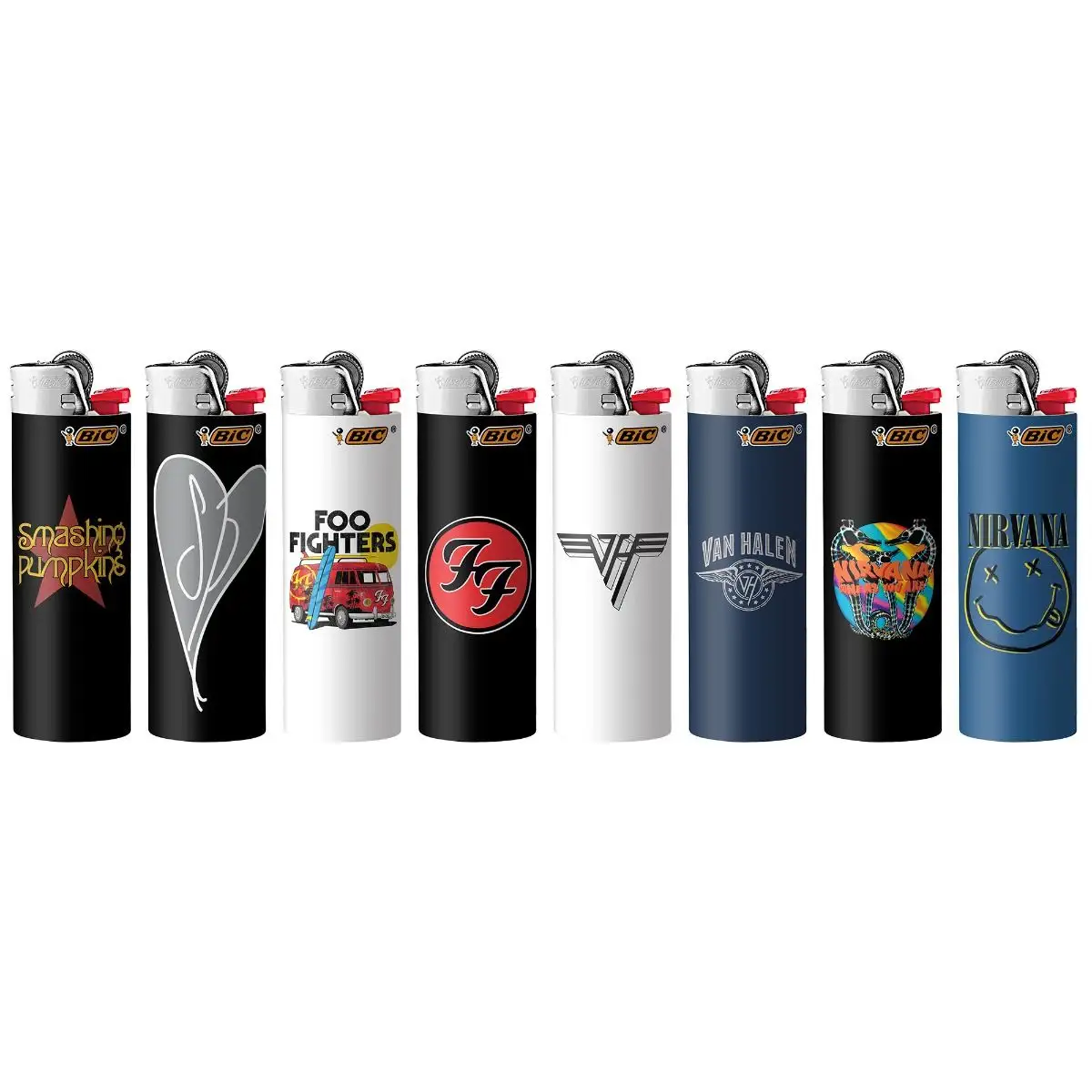 BIC Special Edition Rock Bands Series Maxi Pocket Lighters, Smashing Pumpkins, Foo Fighters, Nirvana, Van Halen 3 BIC Special Edition Rock Bands Series Maxi Pocket Lighters, Smashing Pumpkins, Foo Fighters, Nirvana, Van Halen