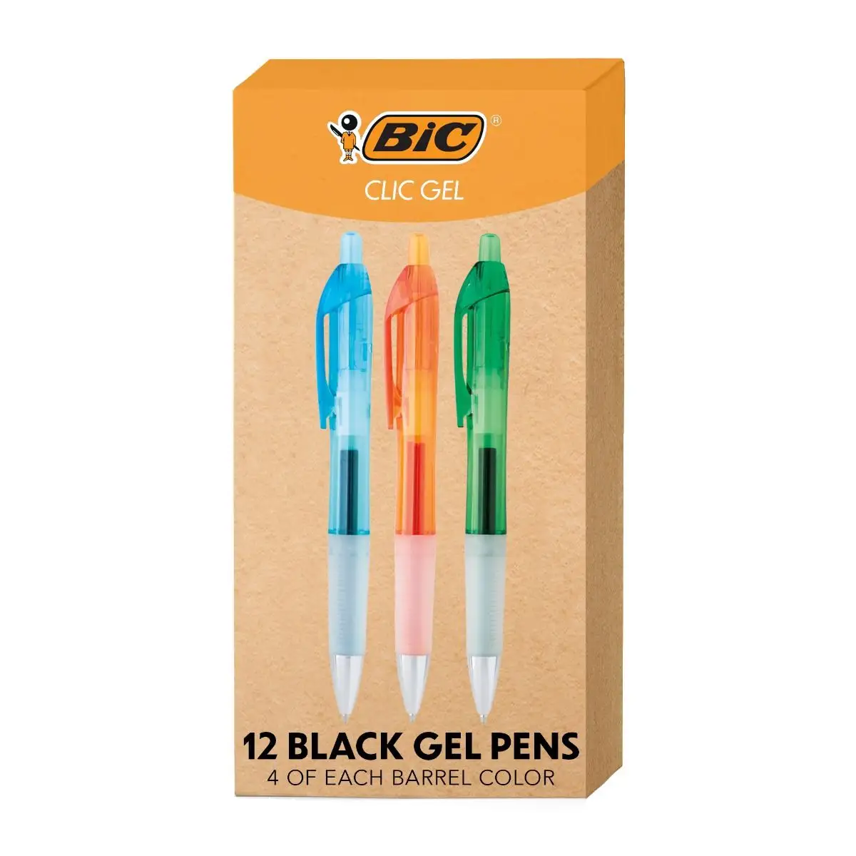 BIC Intensity Clic Black Gel Pens, Medium Point (0.7mm), Retractable Gel Pens With Comfortable Grip