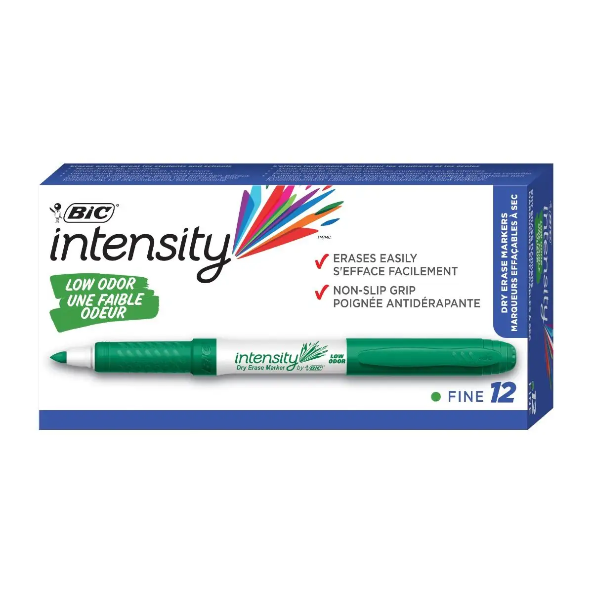 BIC Intensity Green Low Odor Dry Erase Markers, Fine Tip, Erasable Markers with Low-Odor Ink for a Pleasant Writing Experience