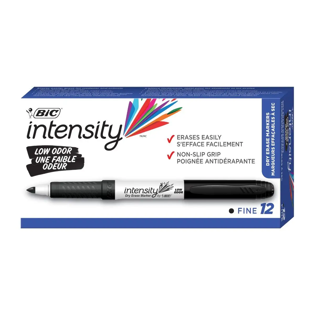 BIC Intensity Black Low Odor Dry Erase Markers, Fine Tip, Erasable Markers with Low-Odor Ink for a Pleasant Writing Experience
