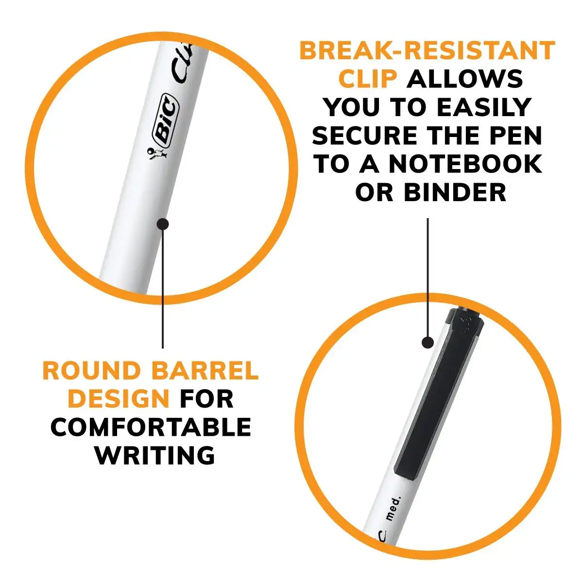 BIC Clic Stic Black Retractable Ballpoint Pens, Medium Point (1.0mm), Round Barrel Design for Comfortable Writing 4 BIC Clic Stic Black Retractable Ballpoint Pens, Medium Point (1.0mm), Round Barrel Design for Comfortable Writing