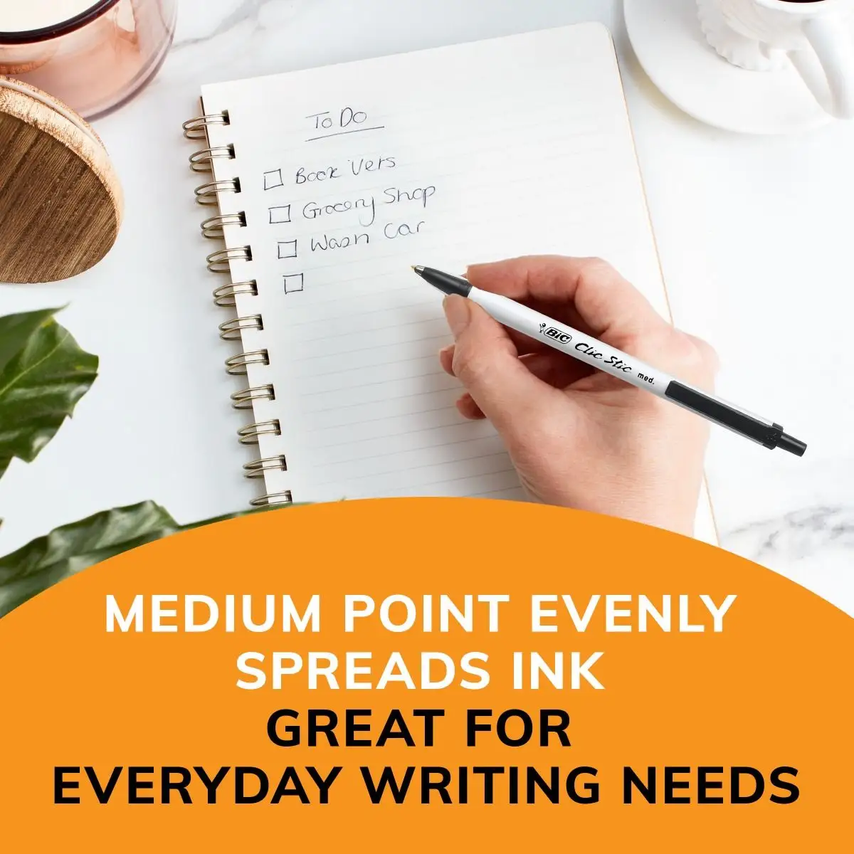 BIC Clic Stic Black Retractable Ballpoint Pens, Medium Point (1.0mm), Round Barrel Design for Comfortable Writing 5 BIC Clic Stic Black Retractable Ballpoint Pens, Medium Point (1.0mm), Round Barrel Design for Comfortable Writing