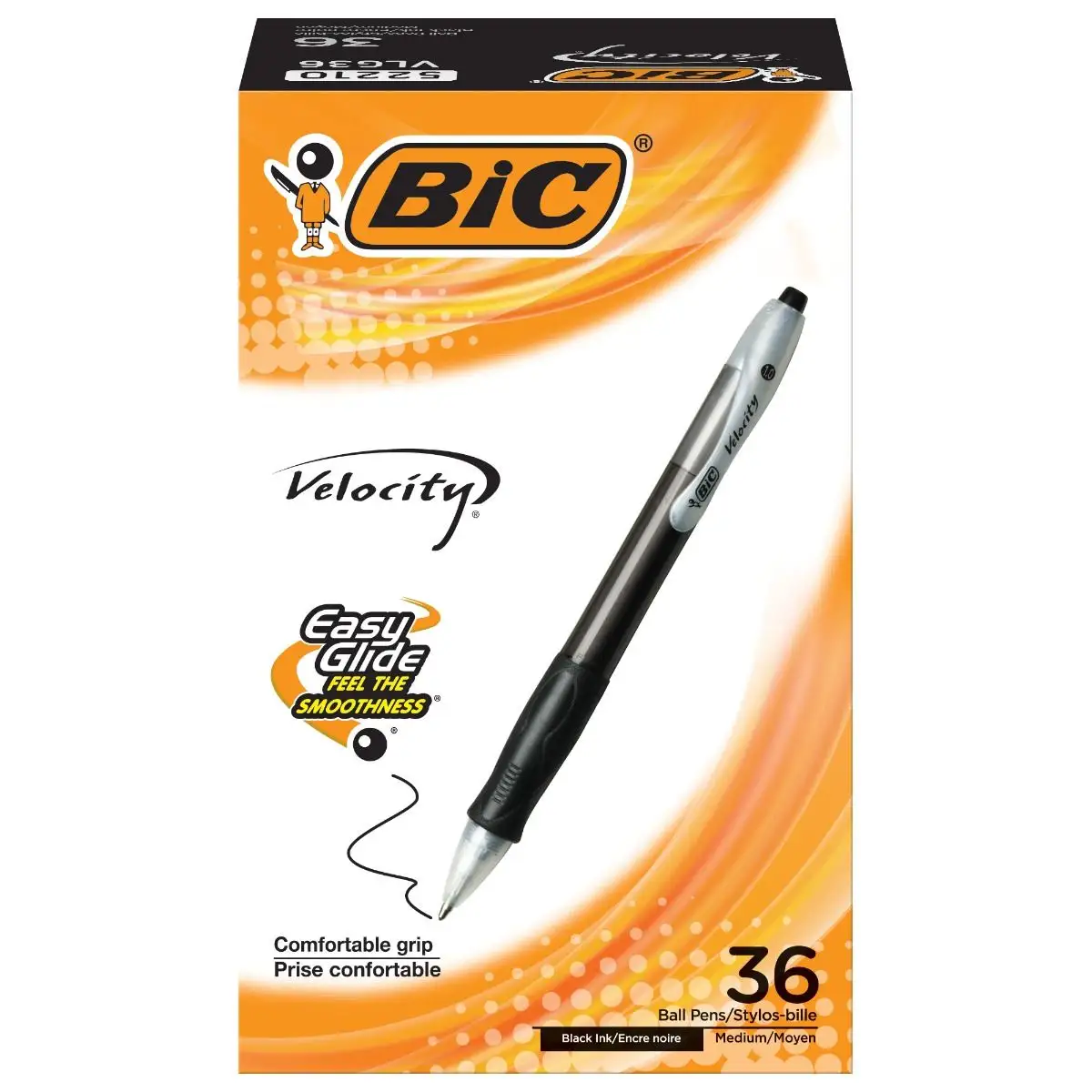BIC Velocity Retractable Ballpoint Pens, Medium Point (1.0 mm), Black Ink