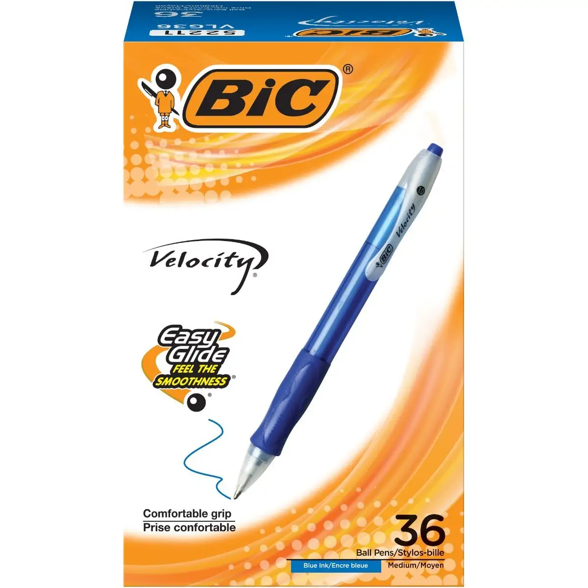 BIC Velocity Retractable Ballpoint Pens, Medium Point (1.0 mm), Blue Ink