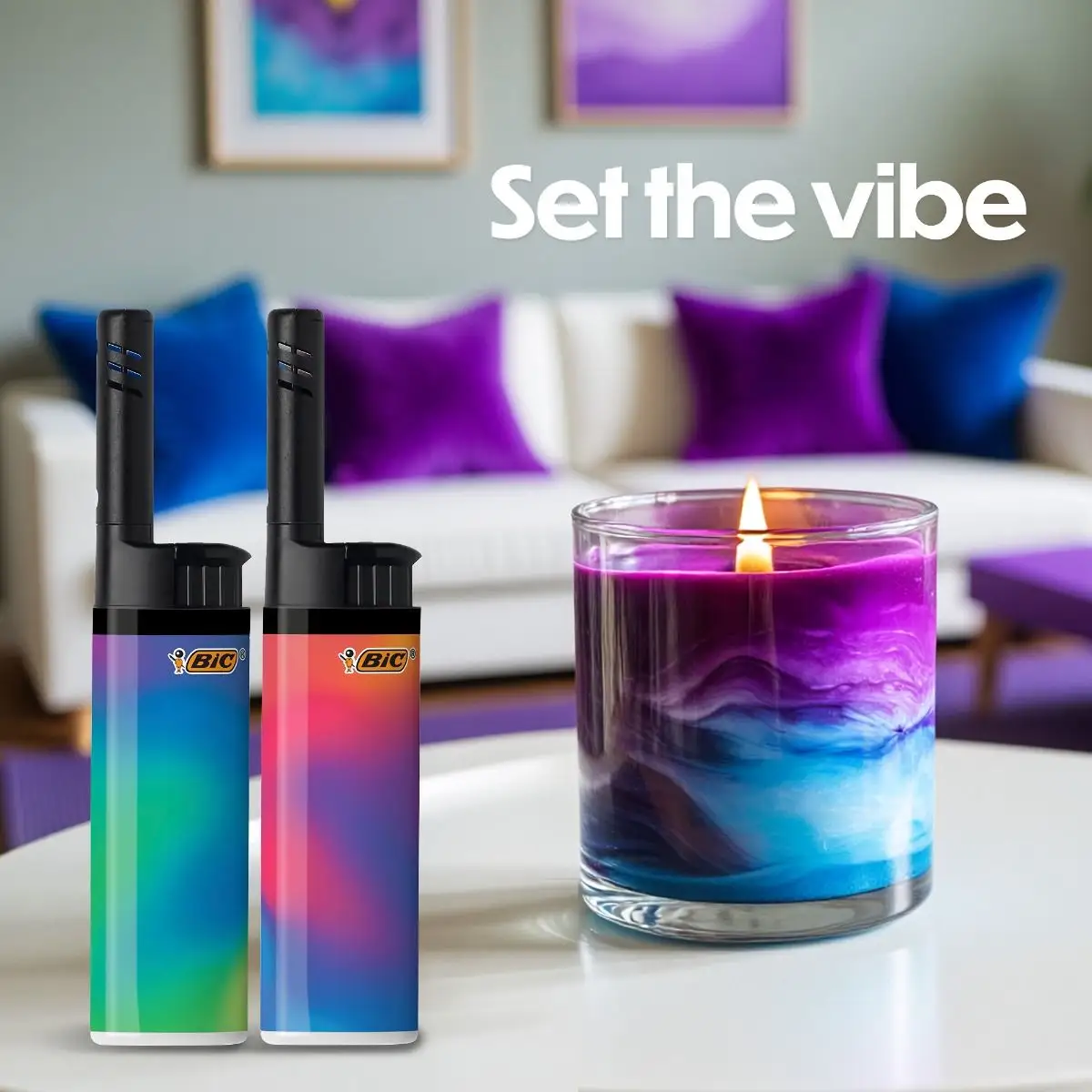 BIC EZ Reach Lighters, Ultimate Long Neck Lighter, Gradient Designs