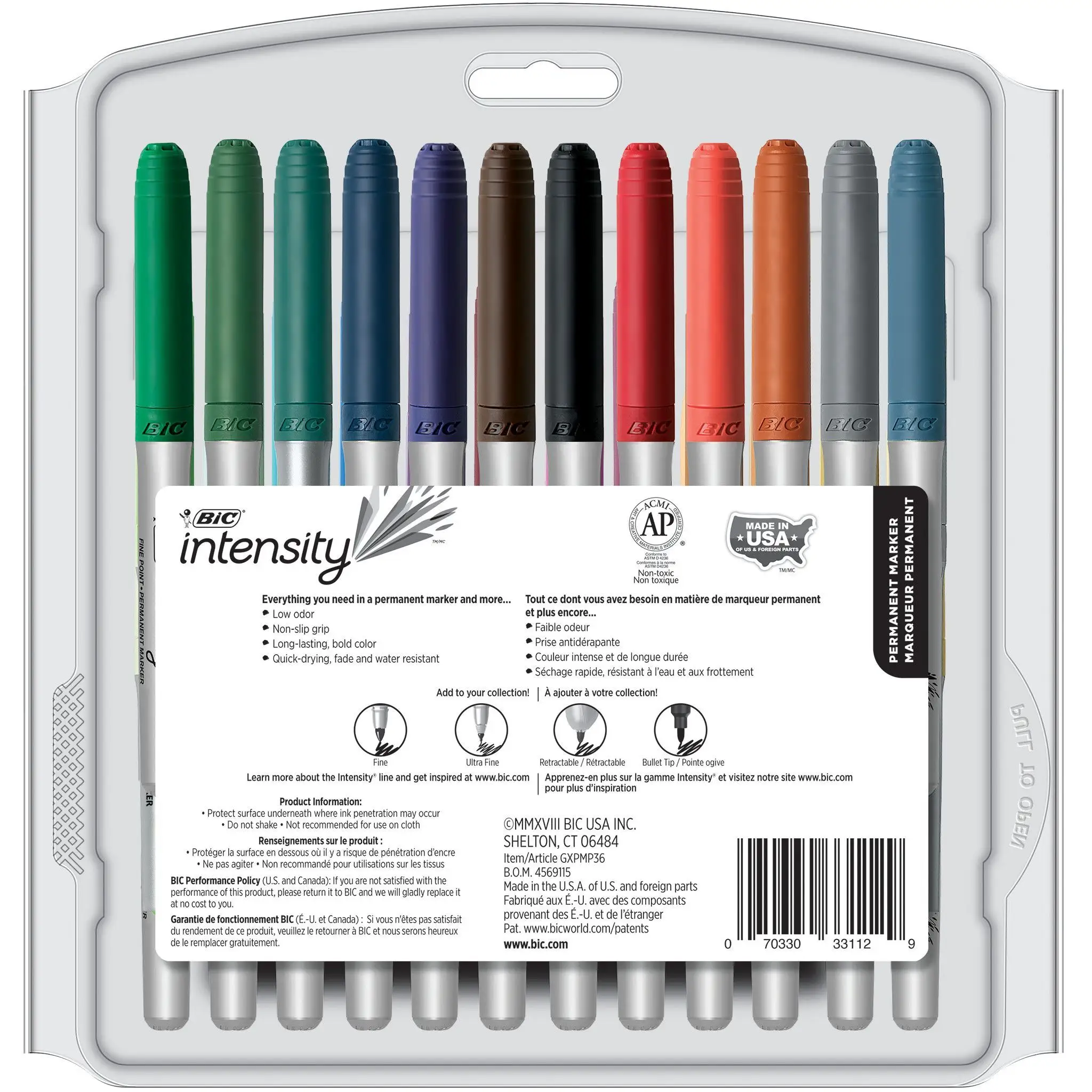 BIC Intensity Fashion, Permanent Markers, Fine Point