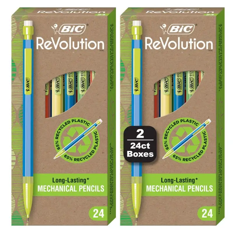 BIC ReVolution Xtra Life Mechanical Pencil, Black, 48 Pack