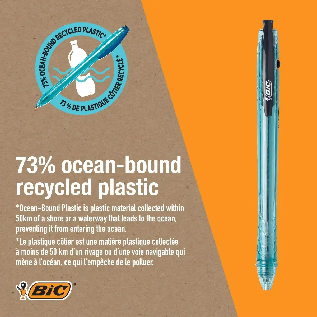 BIC ReVolution Ocean-Bound 73% Recycled Plastic Ball Pen, Medium Point (1.0 mm), 100% Recycled Packaging 4 BIC ReVolution Ocean-Bound 73% Recycled Plastic Ball Pen, Medium Point (1.0 mm), 100% Recycled Packaging