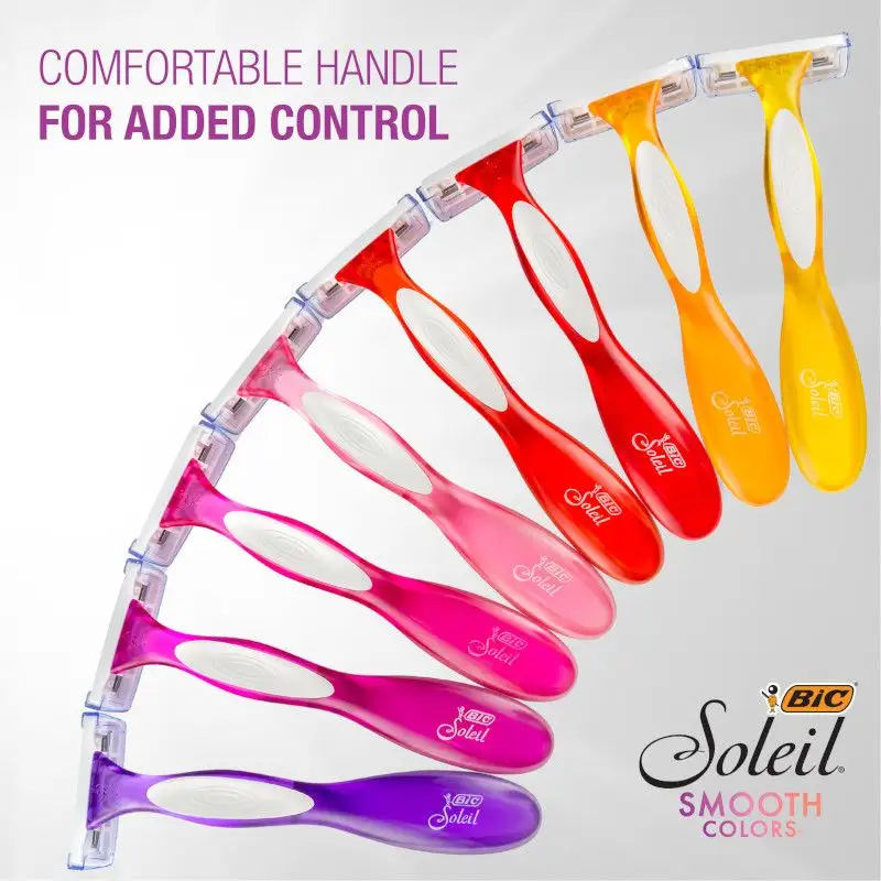 BIC Soleil Premium Shaving Razor Set with Aloe Vera and Vitamin E Lubricating Disposable Razors for Women, 3 Blades 5 BIC Soleil Premium Shaving Razor Set with Aloe Vera and Vitamin E Lubricating Disposable Razors for Women, 3 Blades