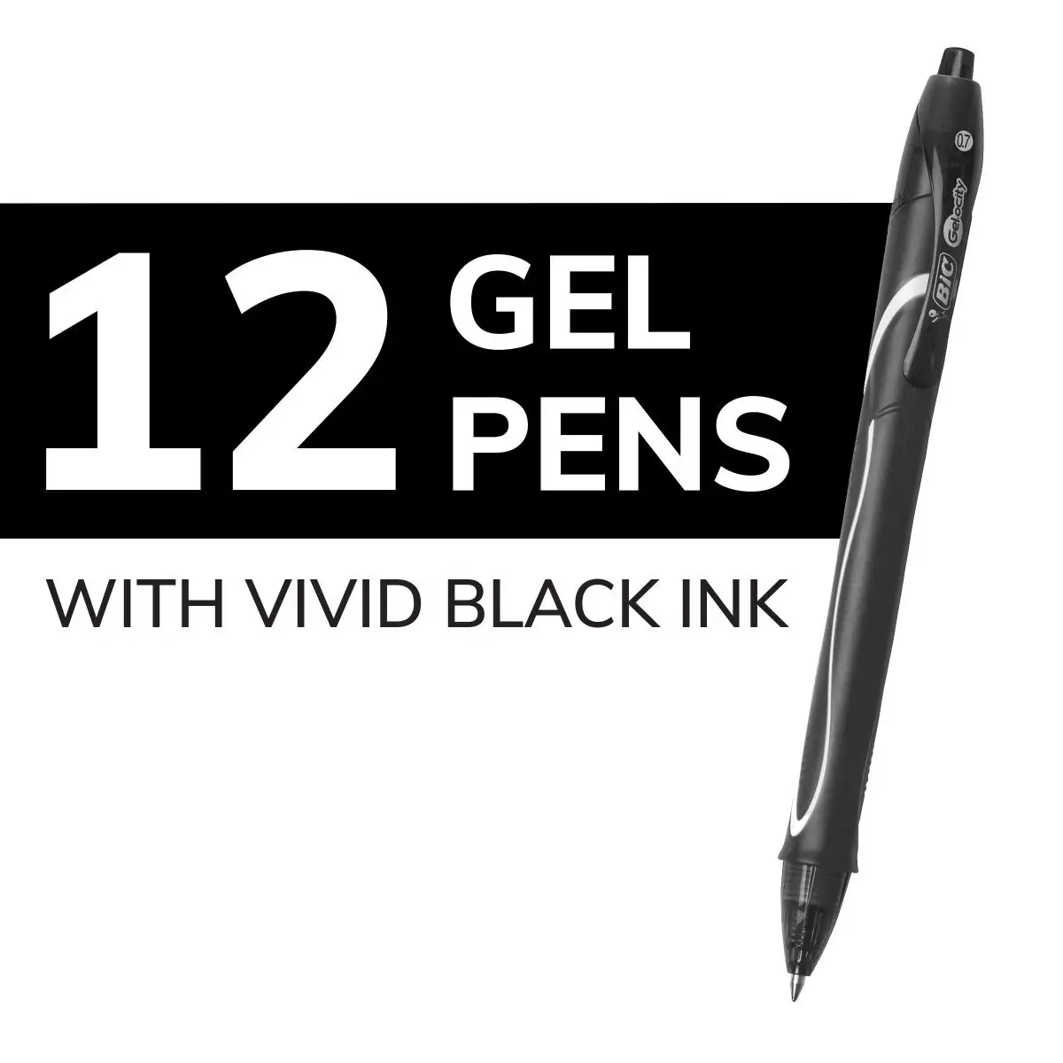 BIC Gel-ocity Retractable Quick Dry Gel Pen, Medium Point (0.7mm), Black, Comfortable Full Grip 3 BIC Gel-ocity Retractable Quick Dry Gel Pen, Medium Point (0.7mm), Black, Comfortable Full Grip