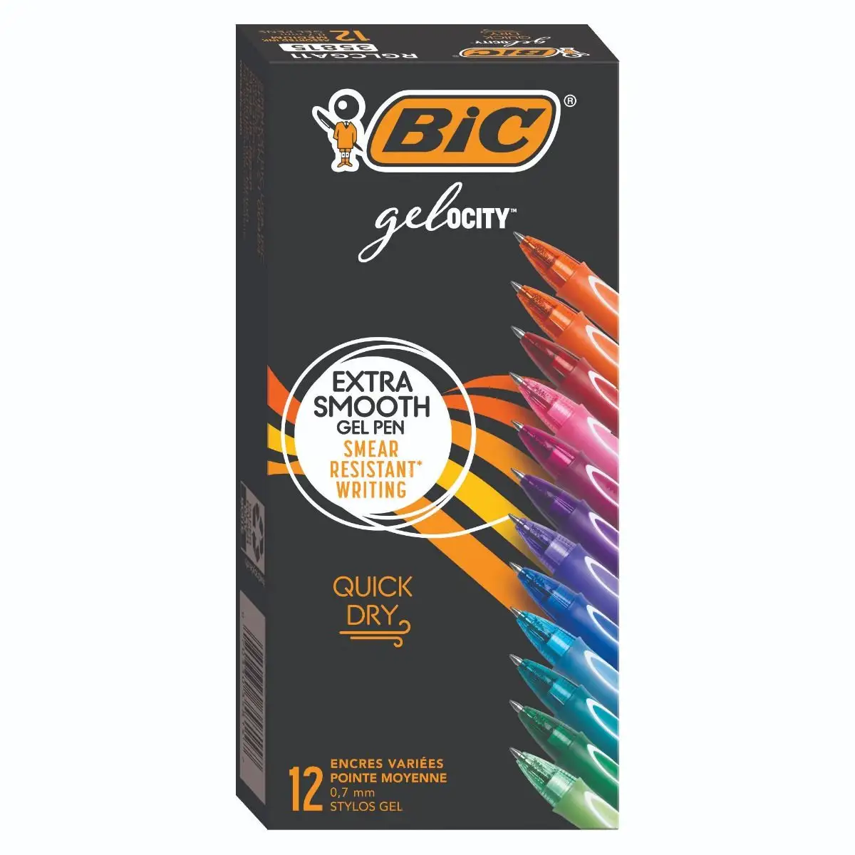 BIC Gel-Ocity Quick Dry Gel Pens, Medium Point Retractable Gel Pen (0.7mm), Assorted Gel Pens, Colors May Vary