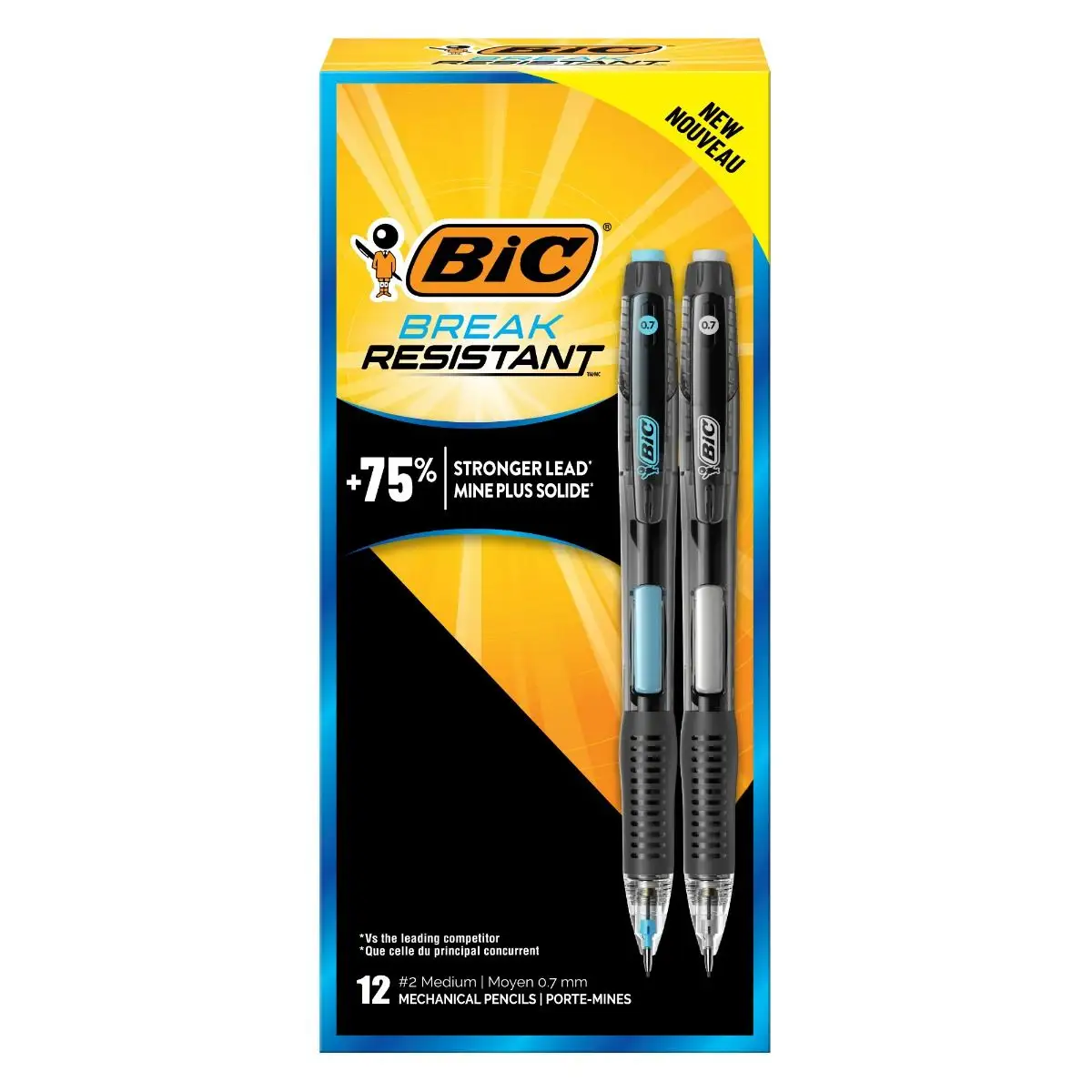 BIC Break-Resistant Mechanical Pencils with Erasers, No. 2 Medium Point (0.7mm)