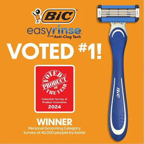BIC EasyRinse Anti-Clogging Men's Disposable Razors for a Smoother Shave, Razors With 4 Blades