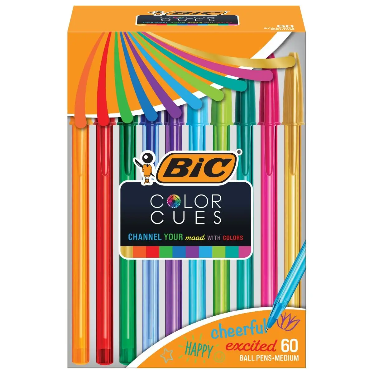 BIC Color Cues Pen Set, Assorted Colors, Fun Color Pens for School Supplies, Includes BIC Cristal Xtra Smooth Ballpoint Pens