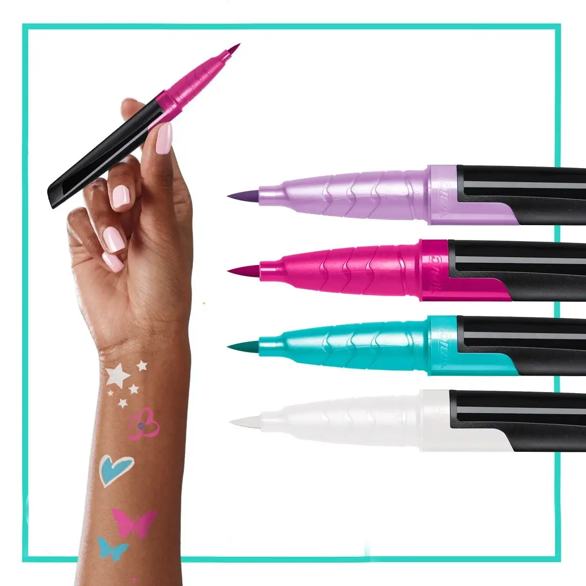 BODYMARK Party Pack Temporary Tattoo Marker for Skin, Premium Brush Tip