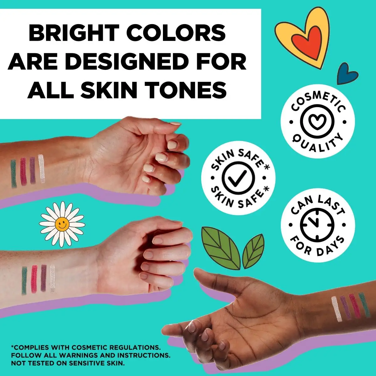 BODYMARK Party Pack Temporary Tattoo Marker for Skin, Premium Brush Tip 4 BODYMARK Party Pack Temporary Tattoo Marker for Skin, Premium Brush Tip