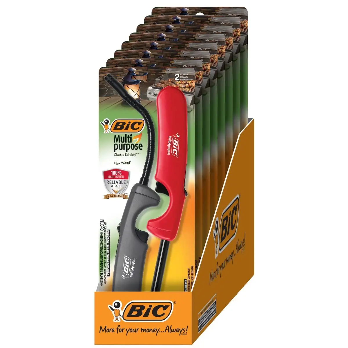 BIC Multi-Purpose Classic and Flex Wand Combo Lighter Pack, Assorted Handle Colors