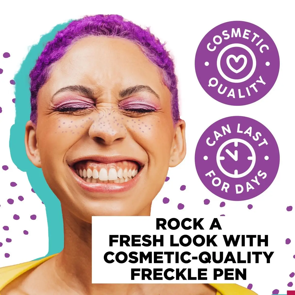 BodyMark Color Freckle Faux Freckle Pen Set, Soft Brush Tip, Green and Purple, Cosmetic Quality Freckle Pens for Skin