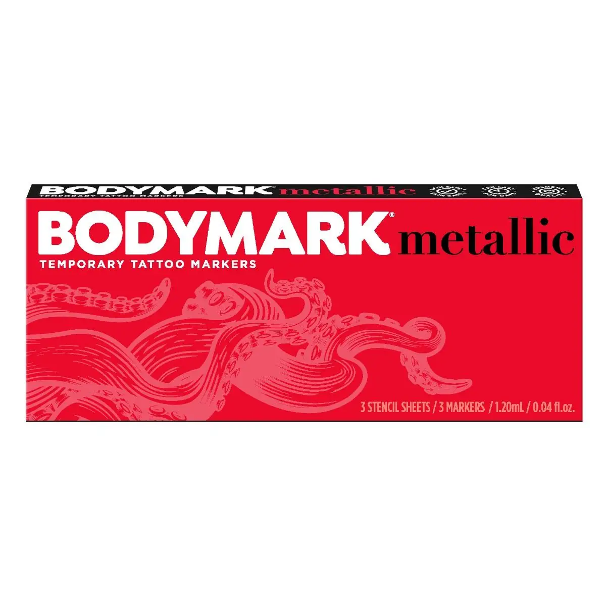 BODYMARK Metallic Colors Temporary Tattoo Marker for Skin, Premium Brush Tip, Skin-Safe Temporary Tattoo Markers Set